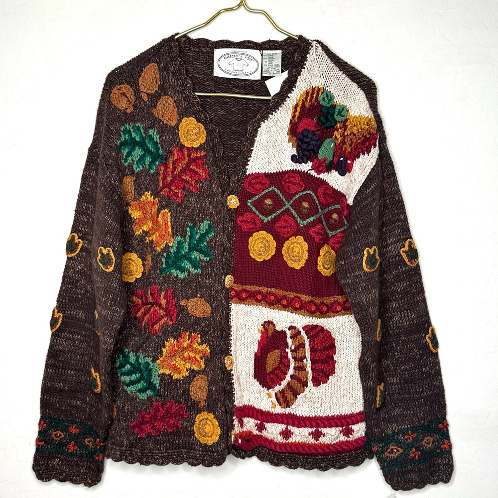 VINTAGE 1996 Eagle’s Eye Collectibles ramie/cotton crochet cardigan size S